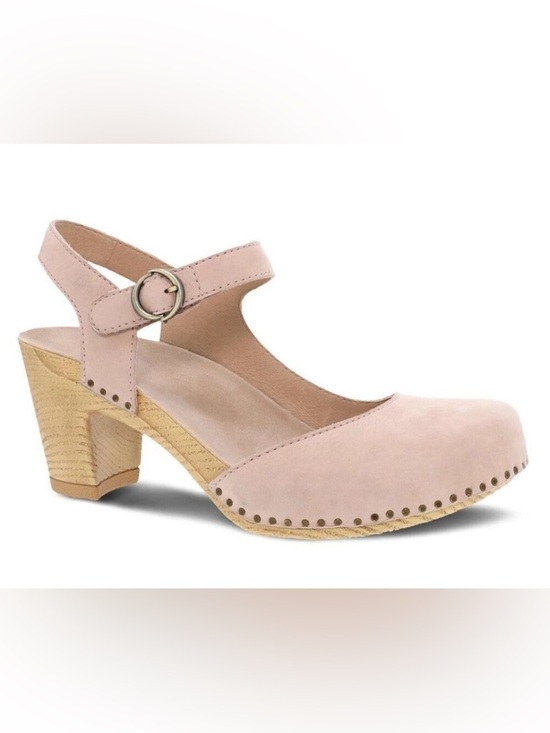 Dansko Shoes - Dansko Taytum Blush Nubuck Heeled Clogs
